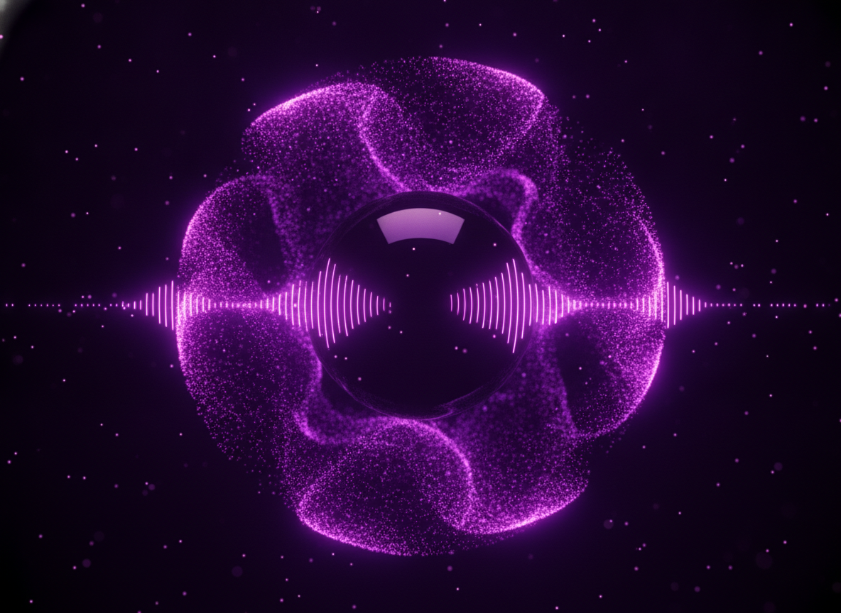 Leuchtender Plasma-Voice-Orb mit Schallwellen – Visualisierung eines KI-Sprachassistenten